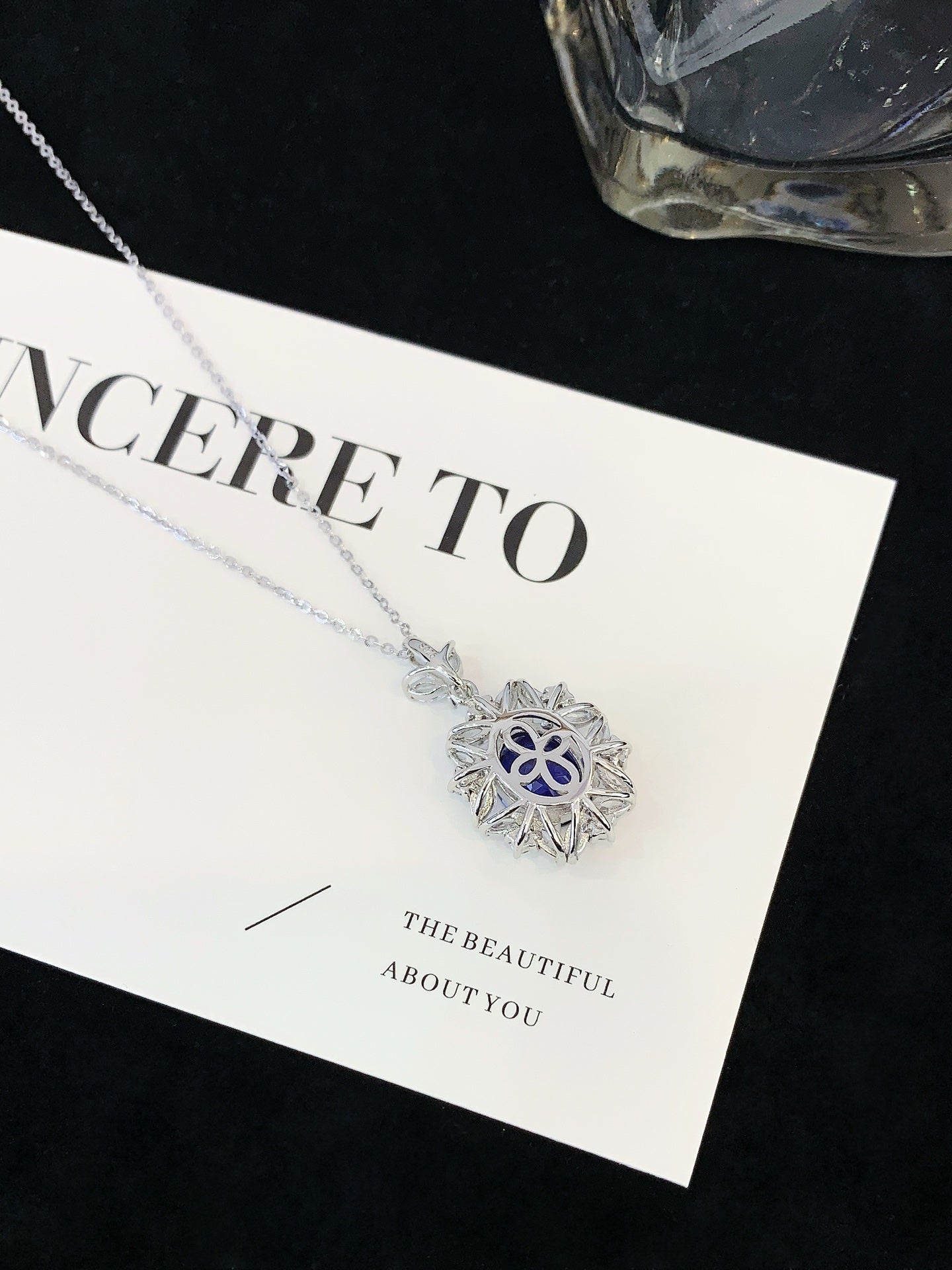 S925 silver sapphire necklace