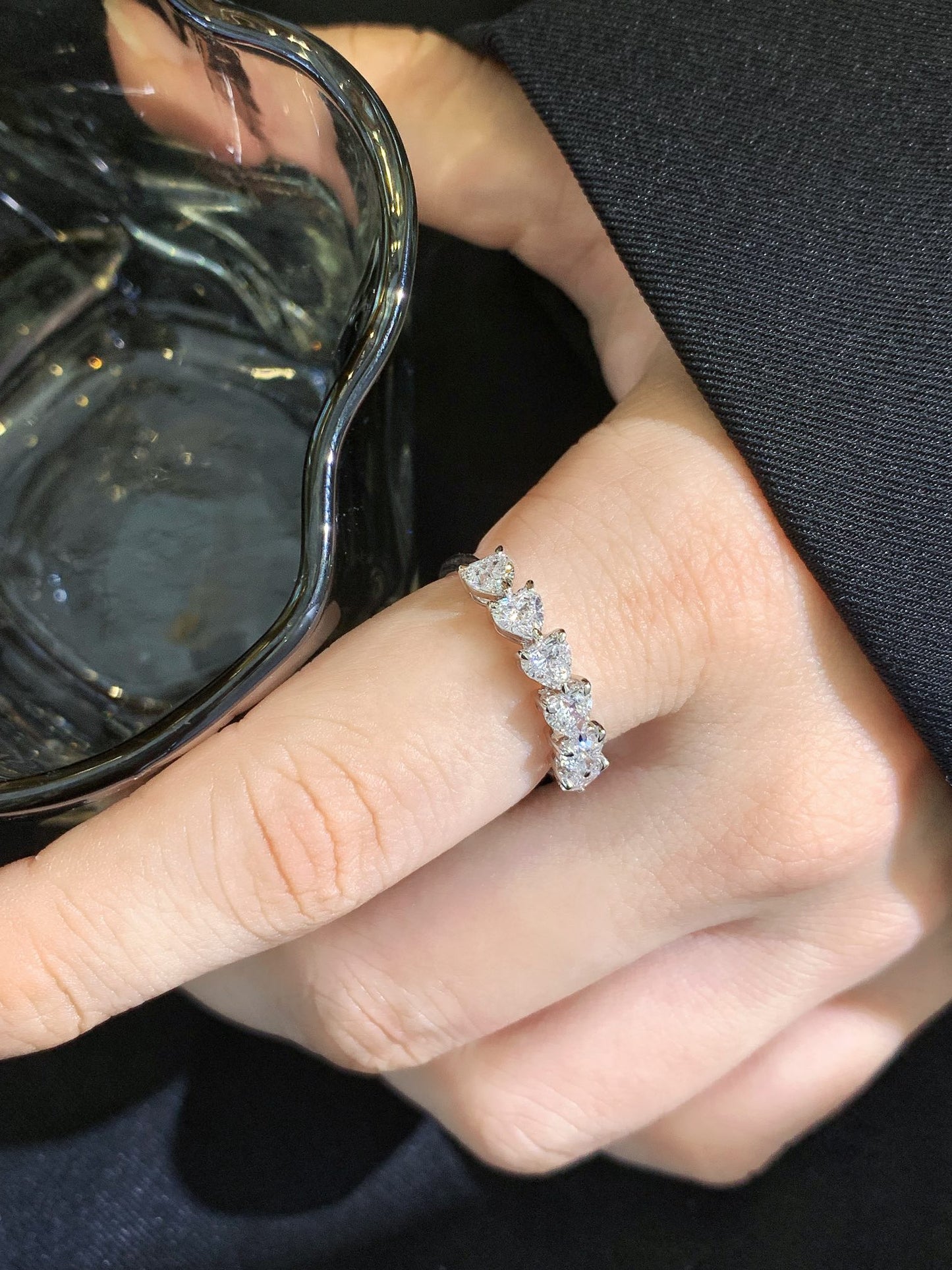 18K gold cultivated diamond ring