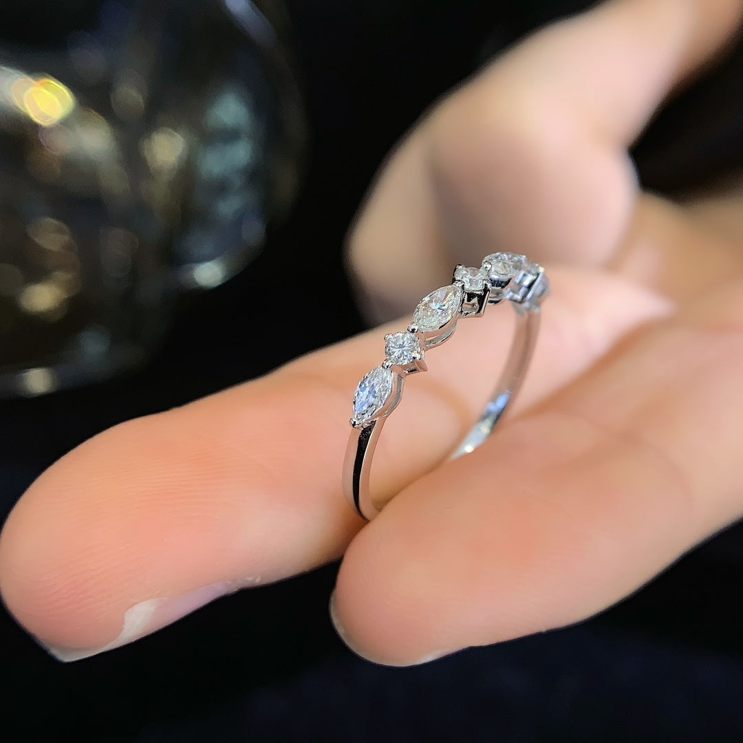 18K gold cultured diamond special-shaped ring