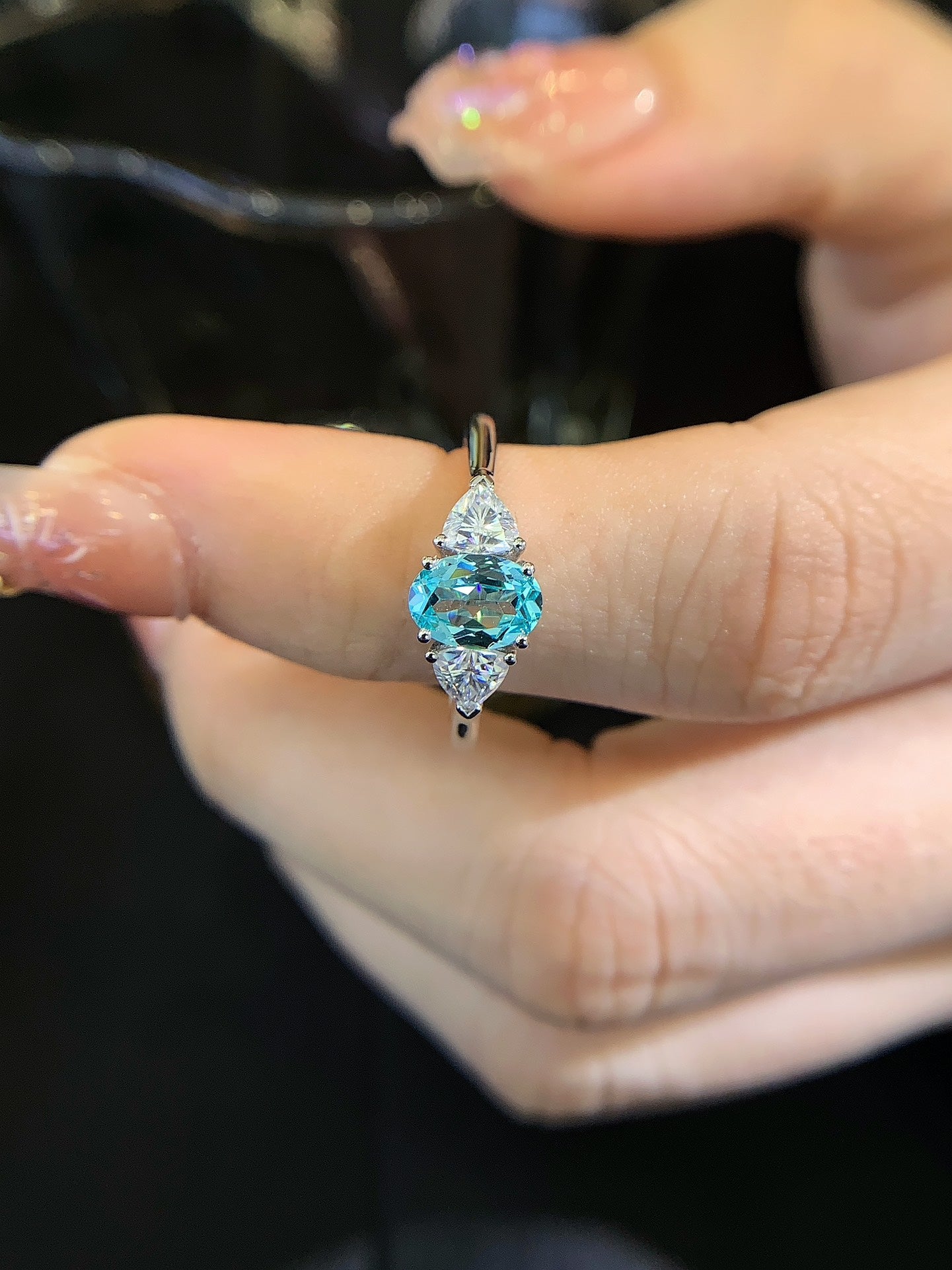 18k gold cultured paraiba ring