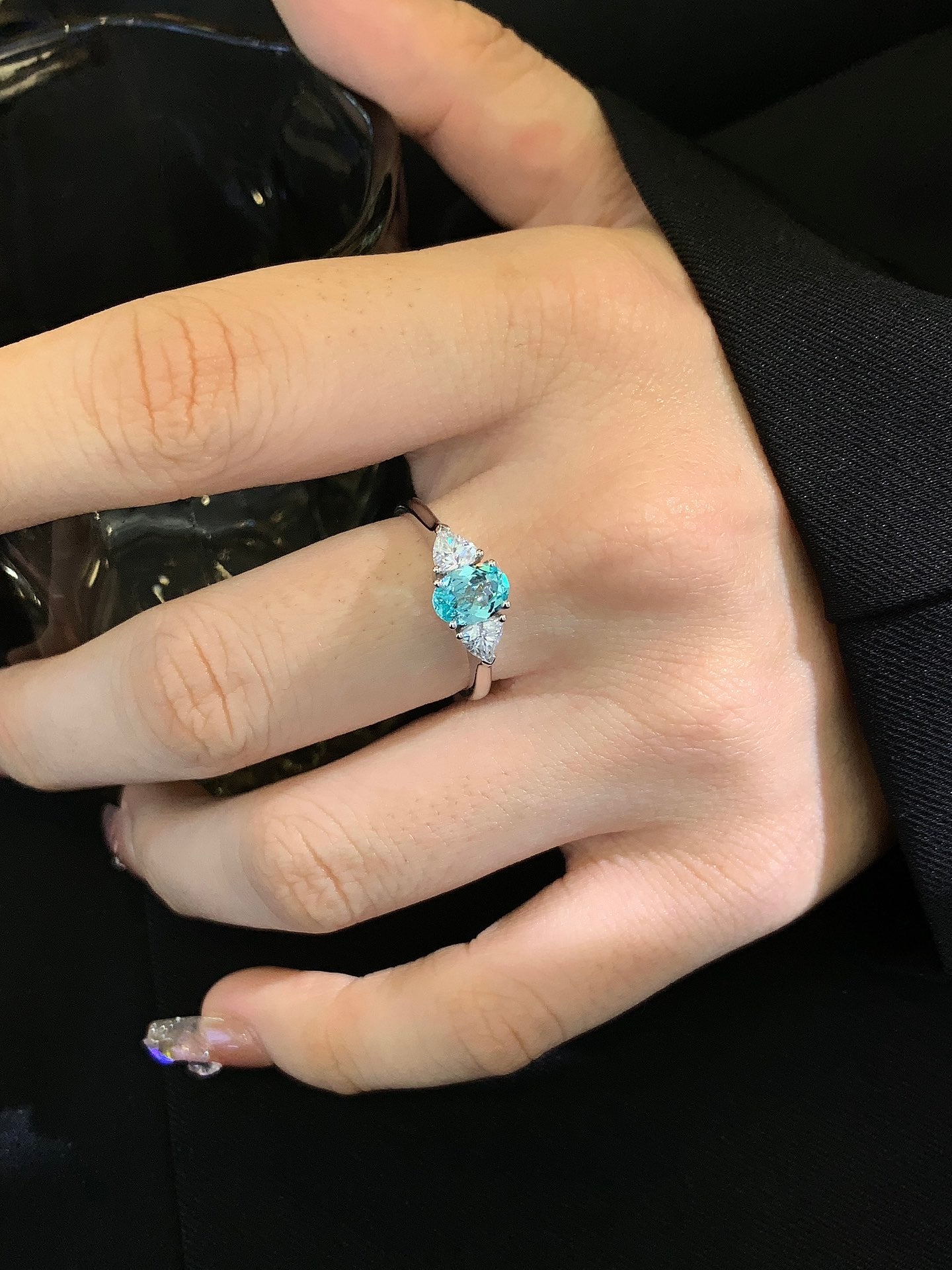 18k gold cultured paraiba ring