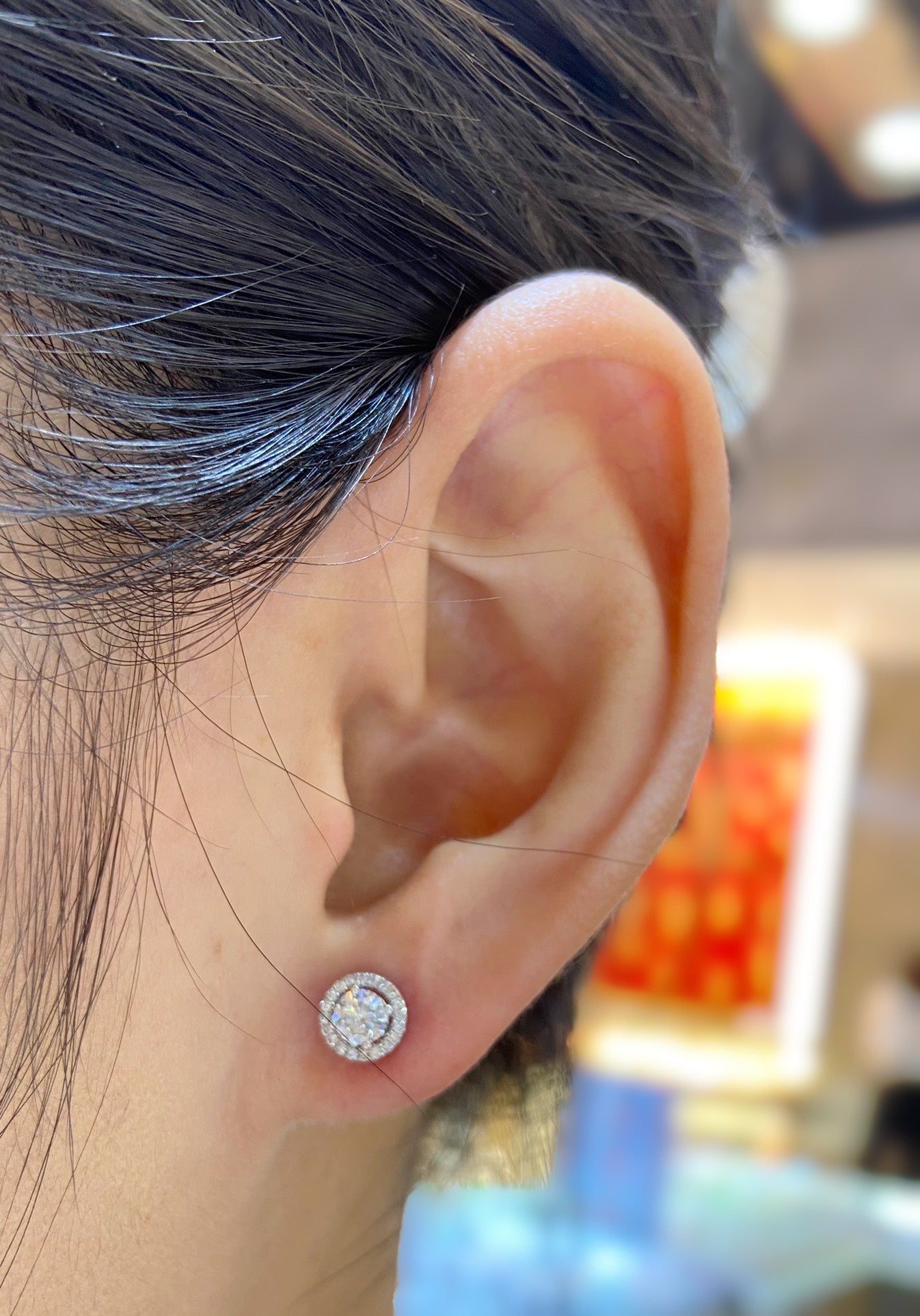 18k gold cultured diamond round earrings