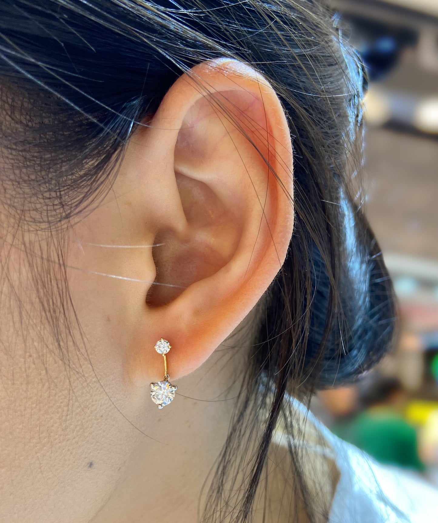 New Heart 18K Gold Cultured Diamond Earrings