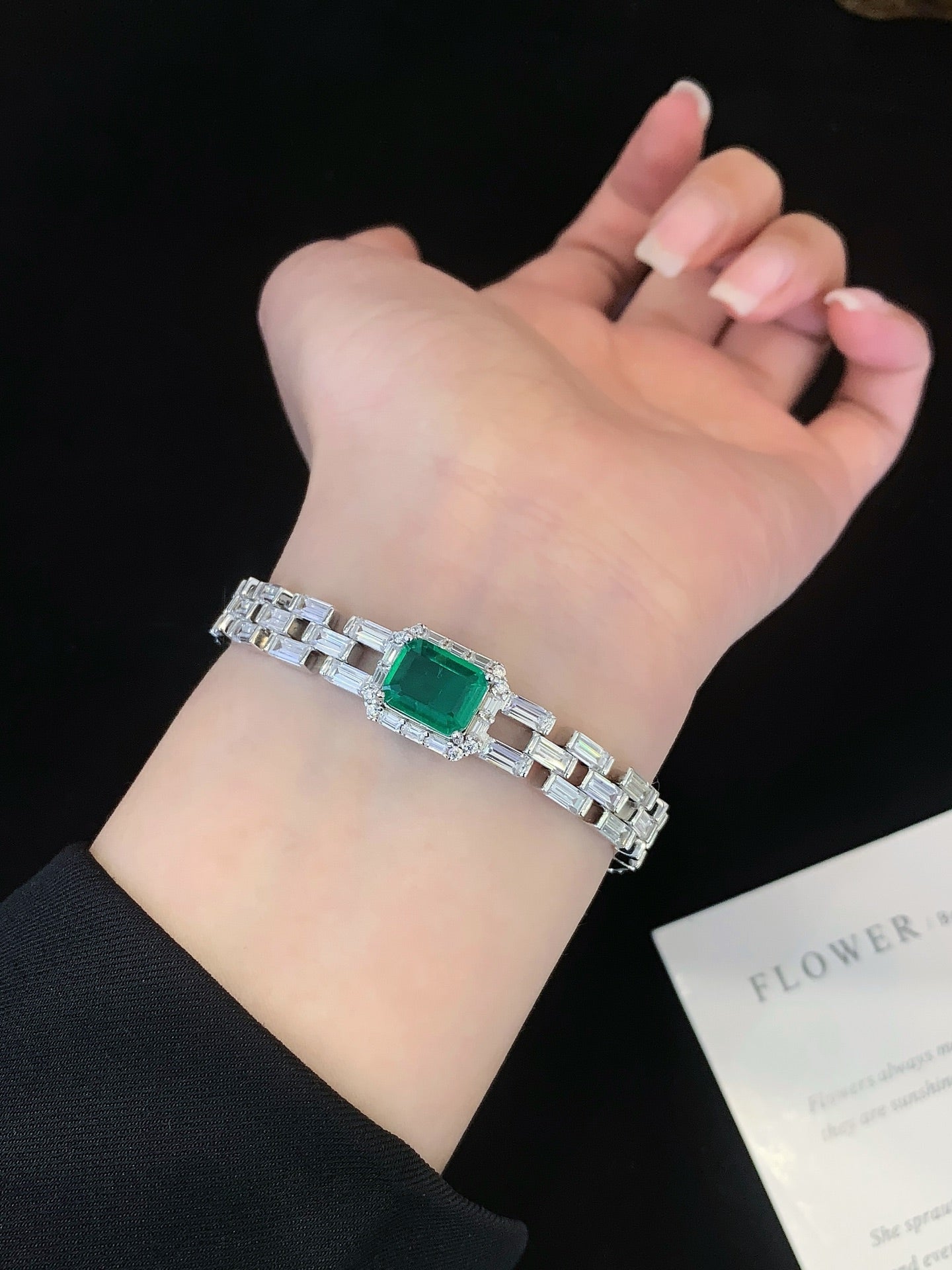 S925 silver inlaid colored gemstone bracelet