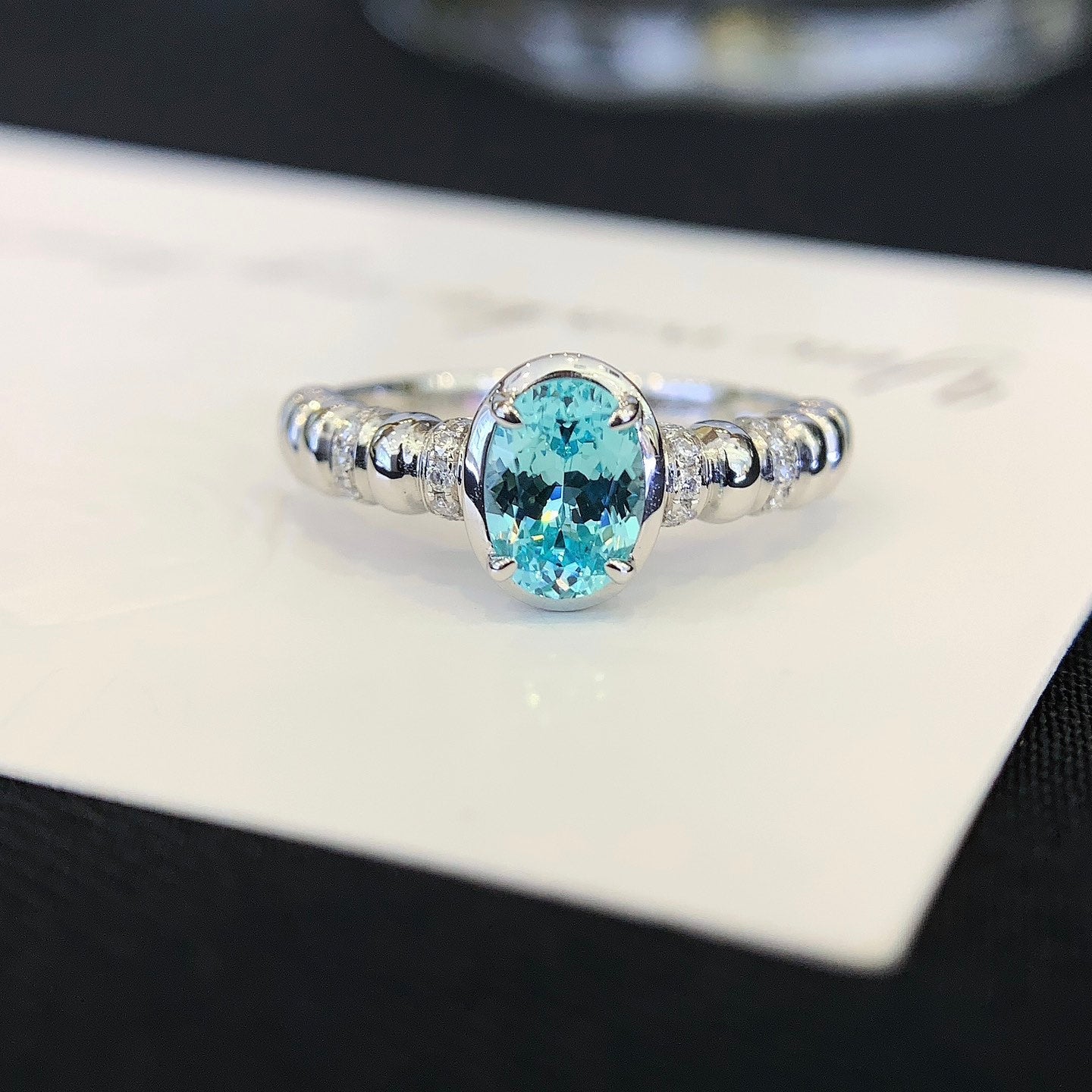 18K gold cultured Paraiba ring