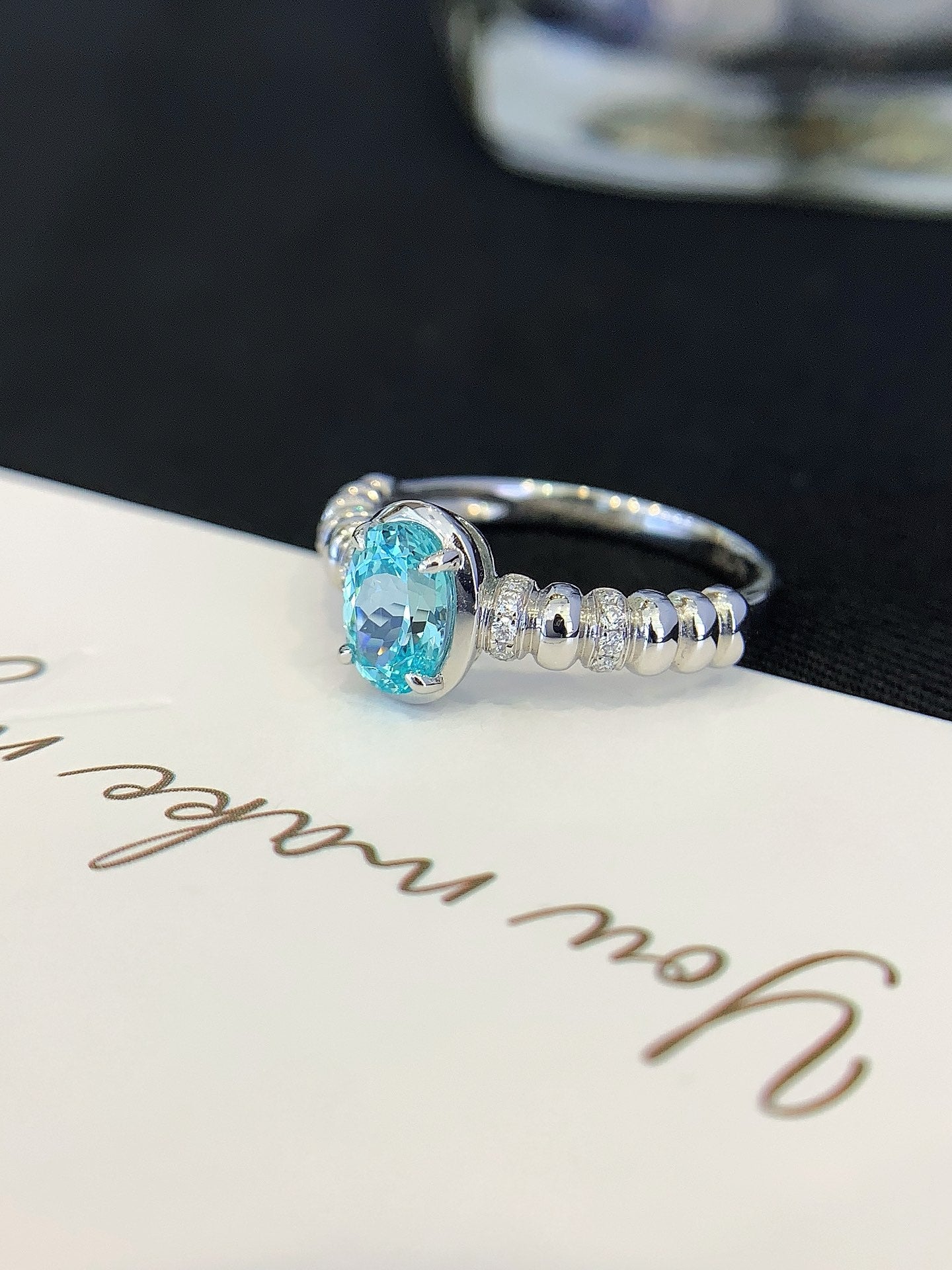 18K gold cultured Paraiba ring