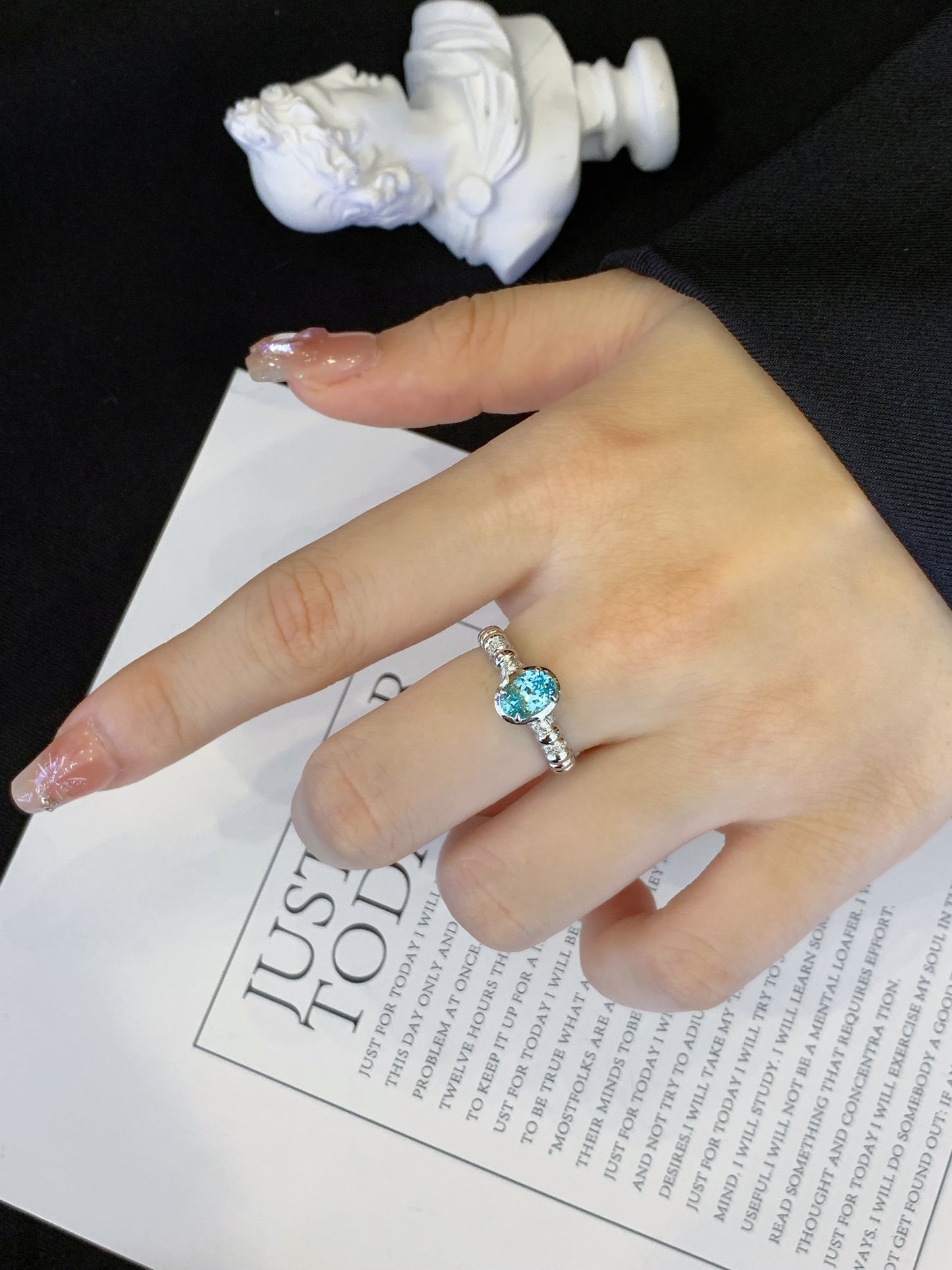 18K gold cultured Paraiba ring