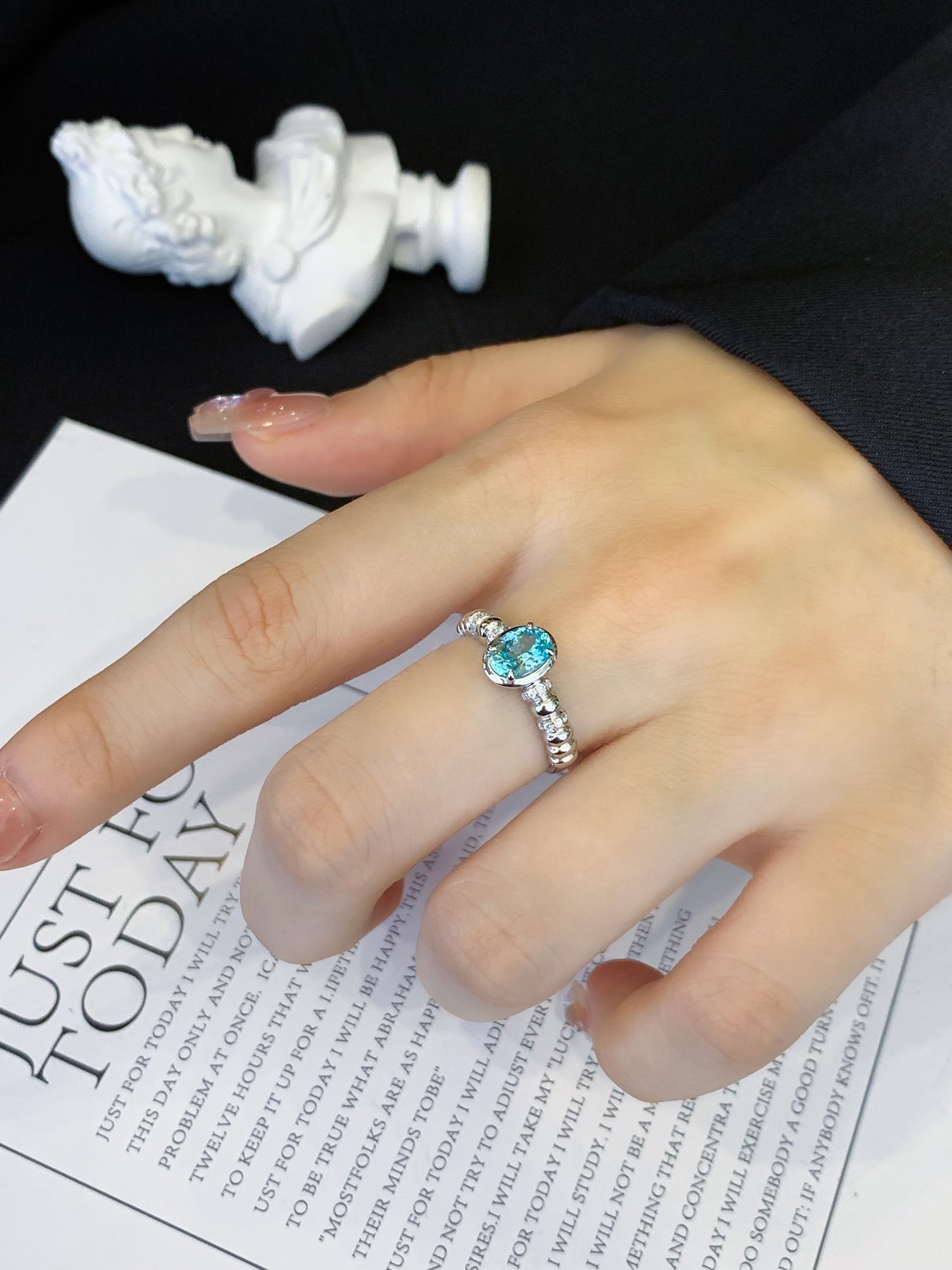 18K gold cultured Paraiba ring