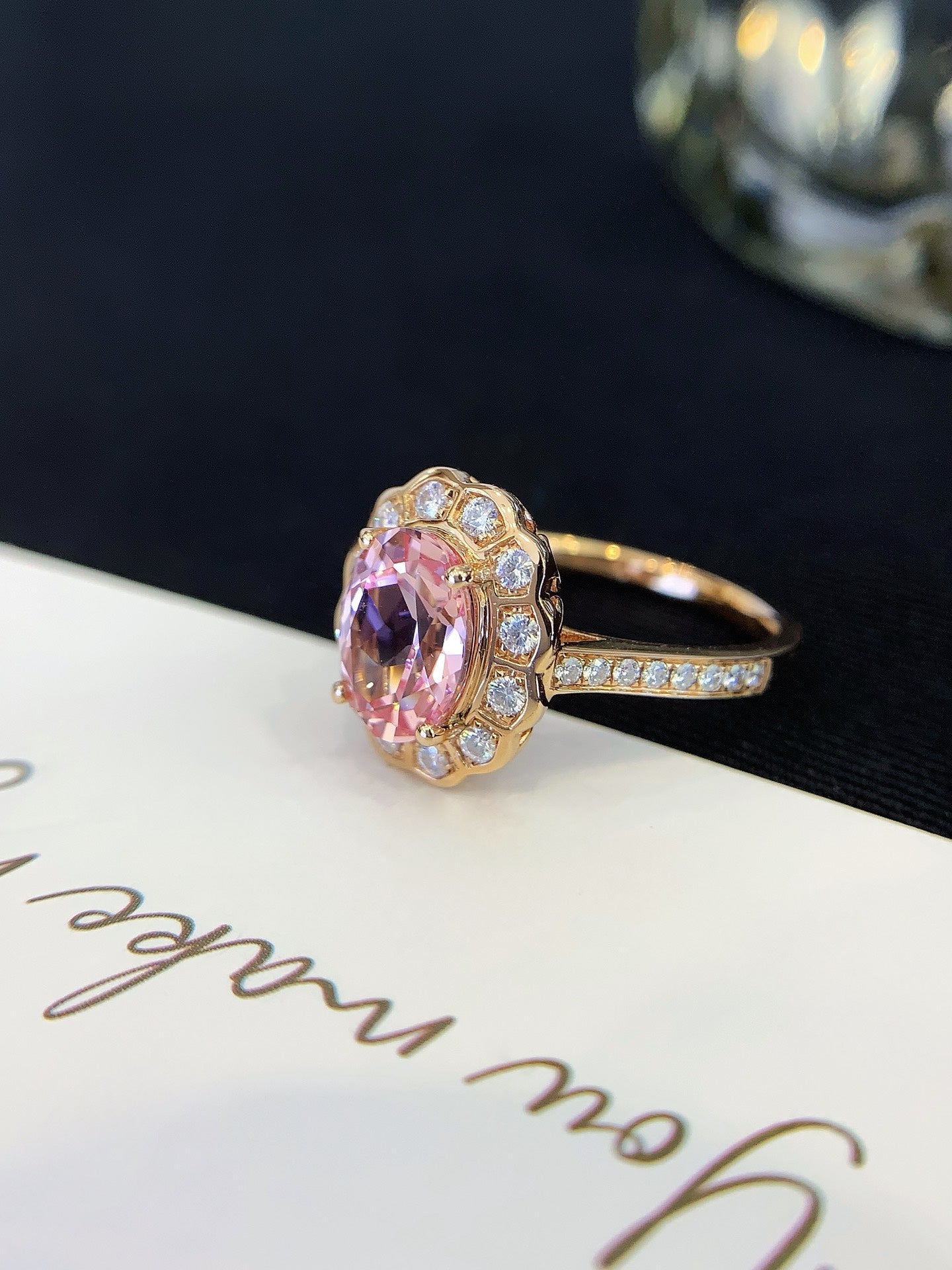 18K gold cultured pink sapphire ring