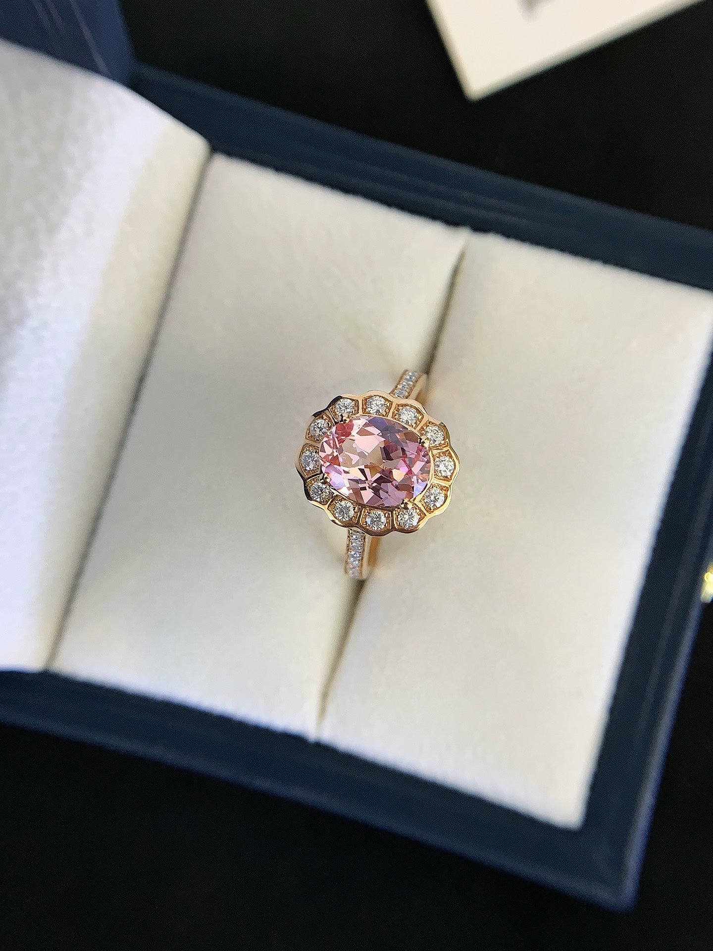 18K gold cultured pink sapphire ring