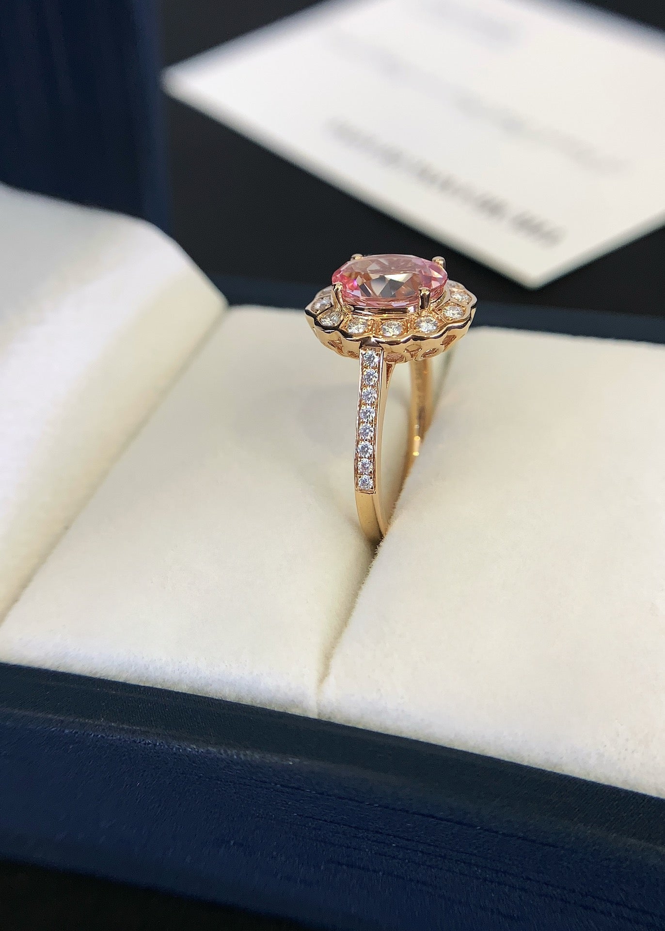 18K gold cultured pink sapphire ring