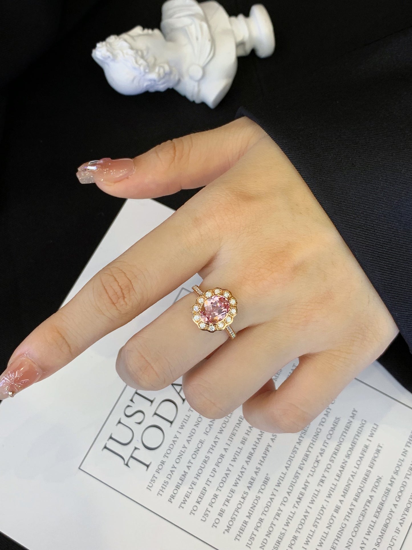 18K gold cultured pink sapphire ring