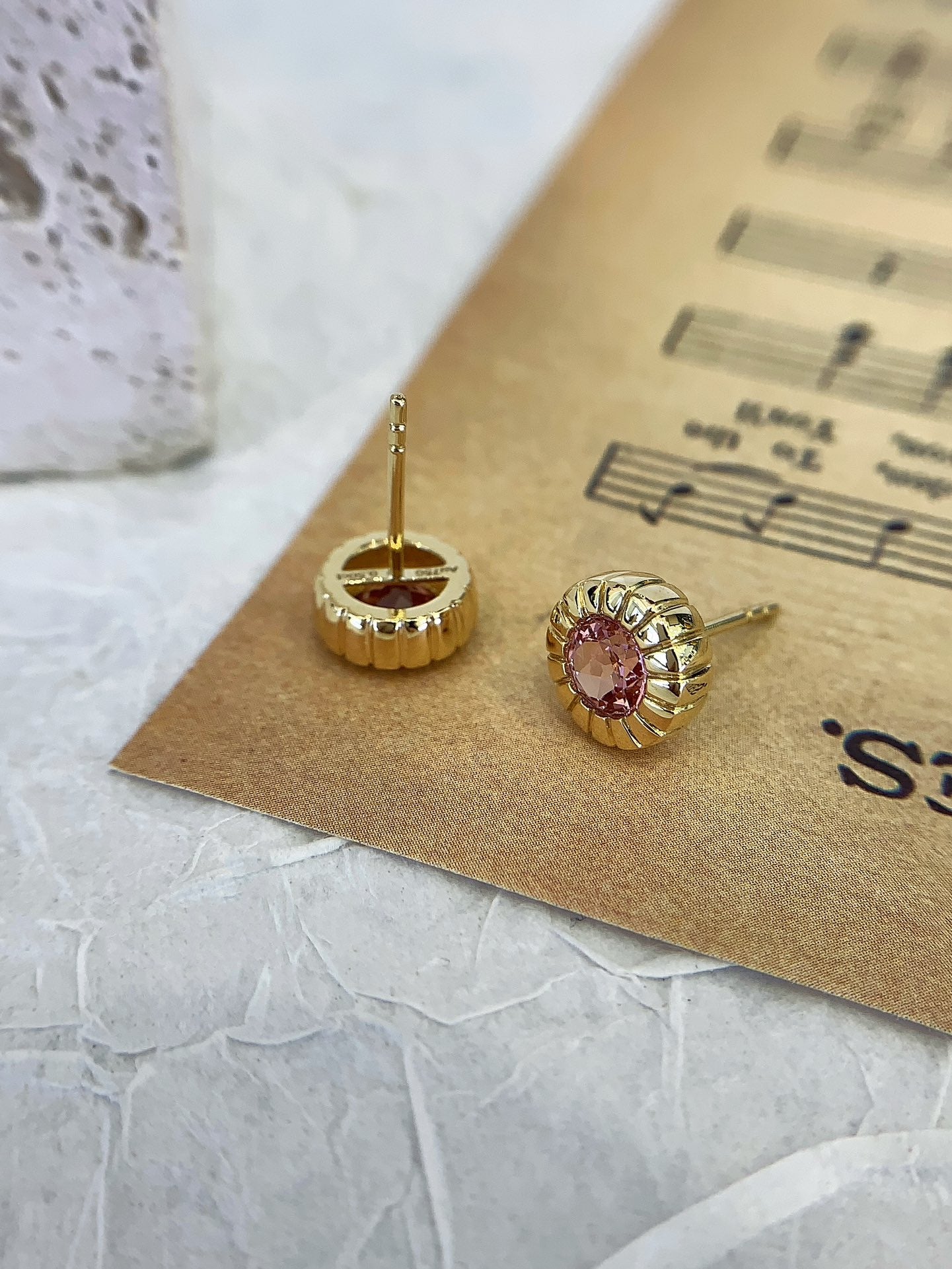 18K gold cultured colored gemstone earrings