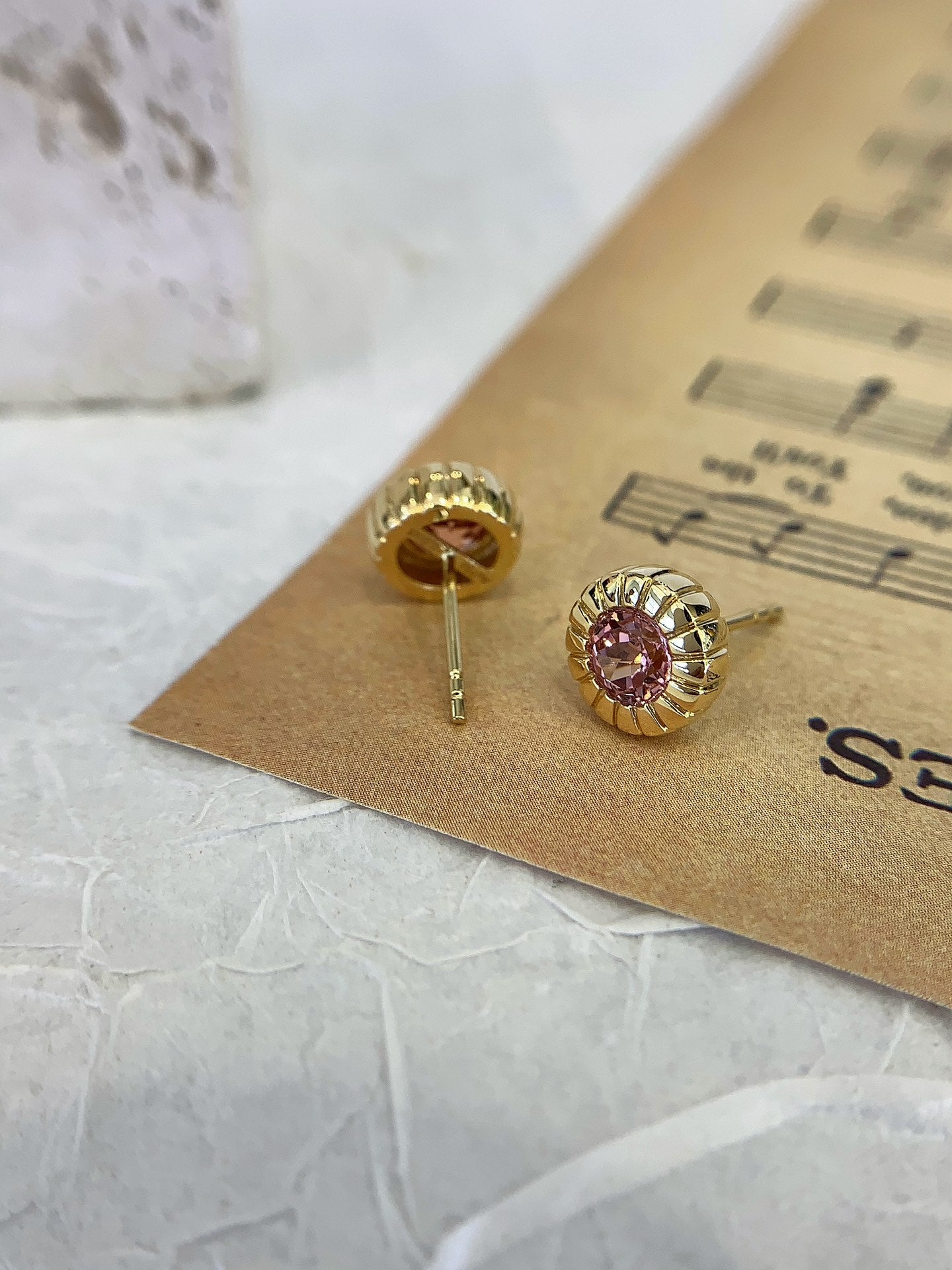 18K gold cultured colored gemstone earrings