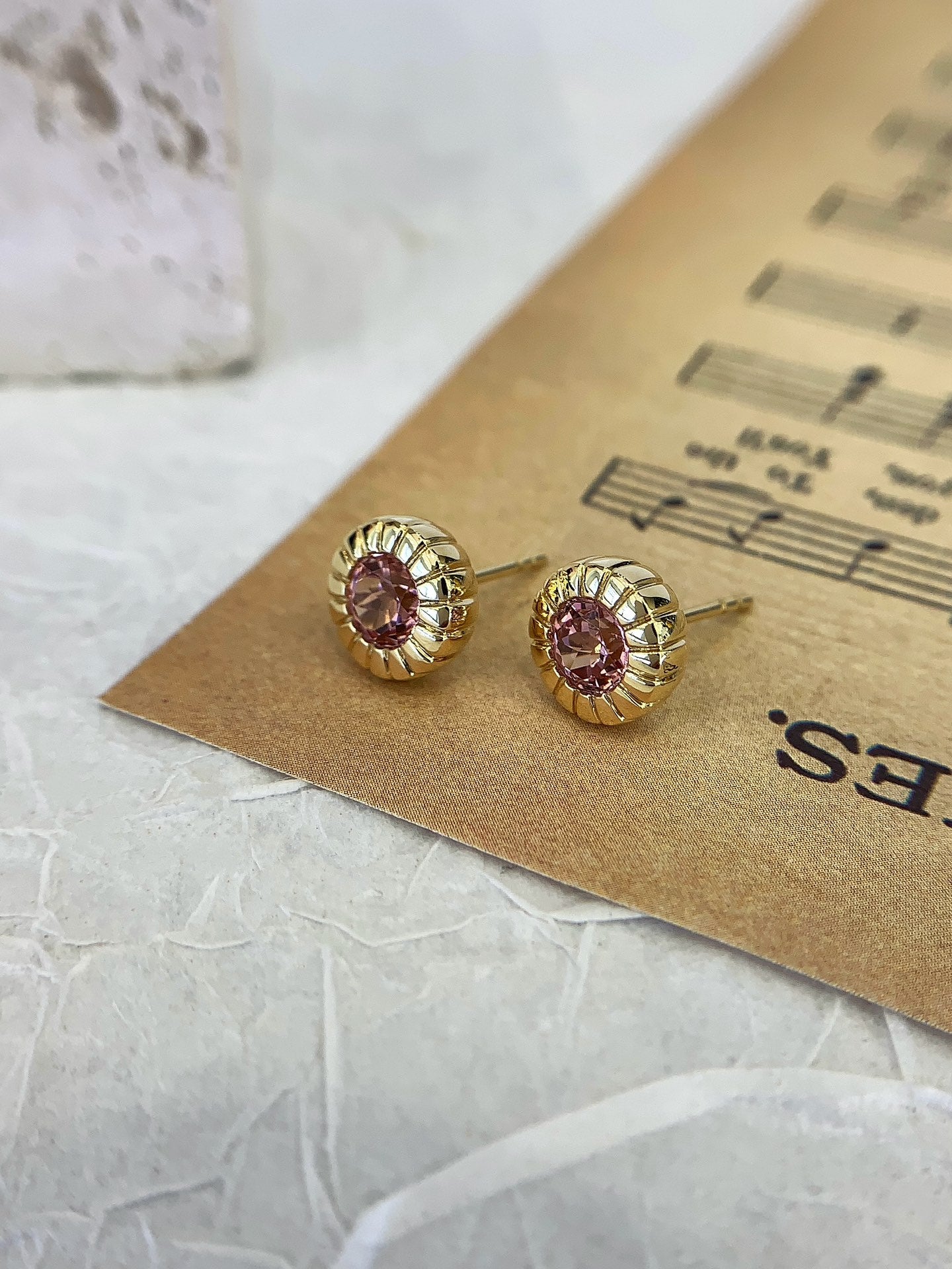 18K gold cultured colored gemstone earrings