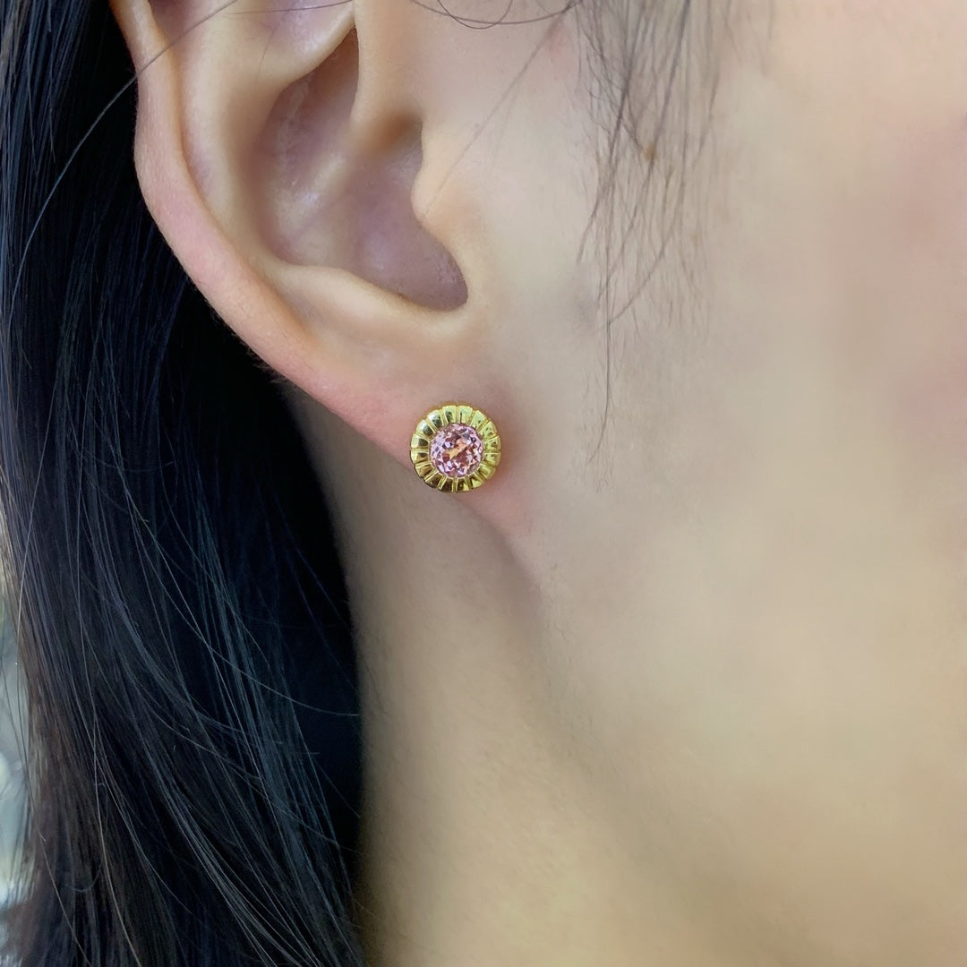 18K gold cultured colored gemstone earrings