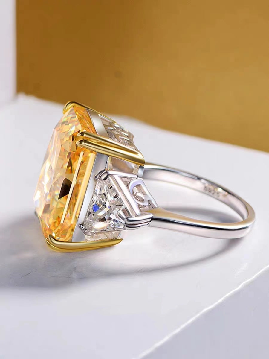 Sterling Silver Ring With Yellow Gemstones