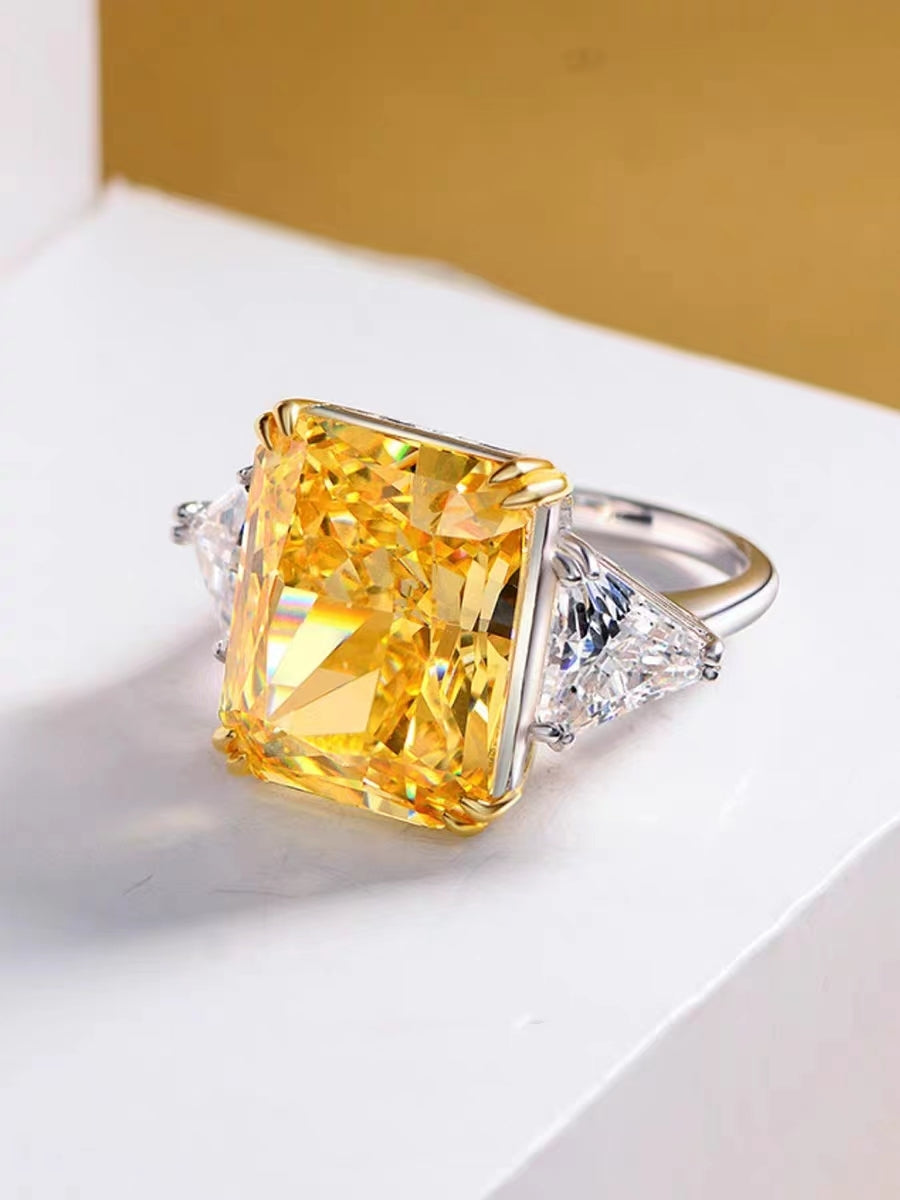 Sterling Silver Ring With Yellow Gemstones