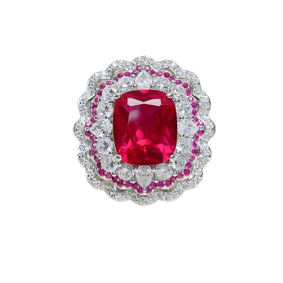 Sterling Silver Cultured Red Gemstone Ring