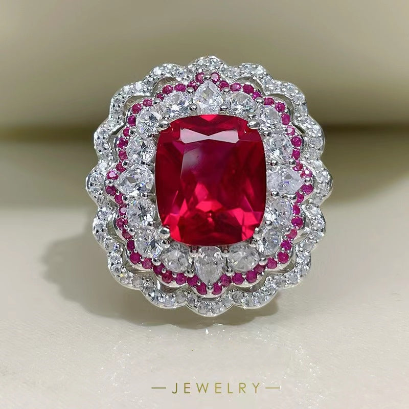 Sterling Silver Cultured Red Gemstone Ring