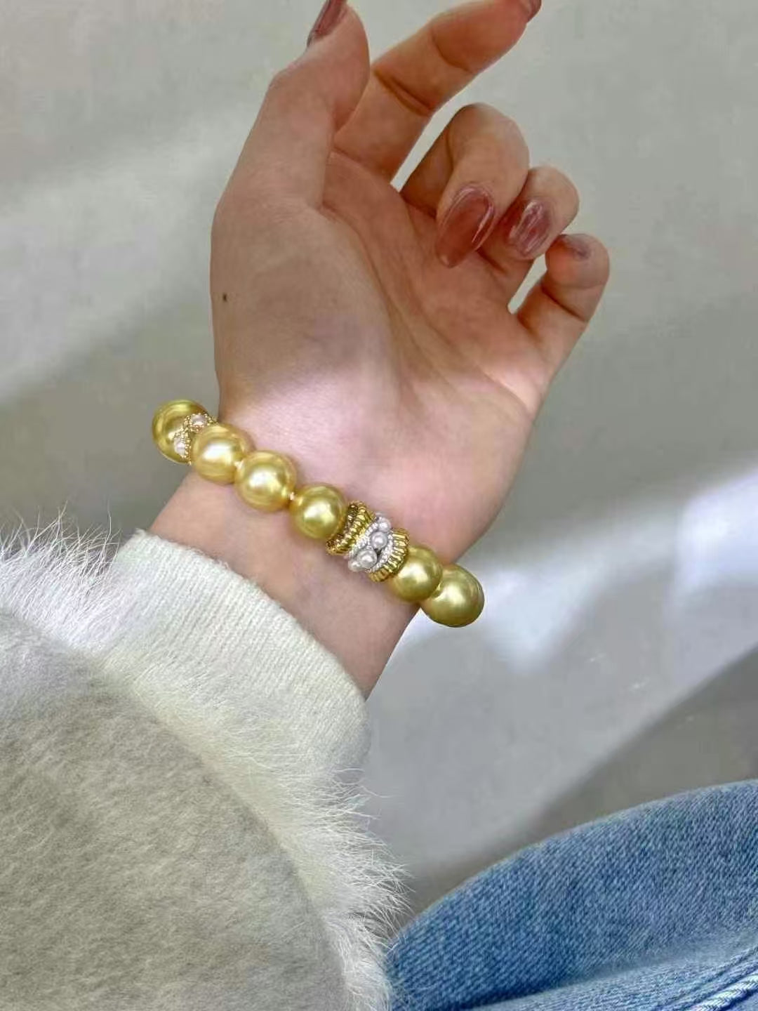 gold bead akoya diamond bracelet