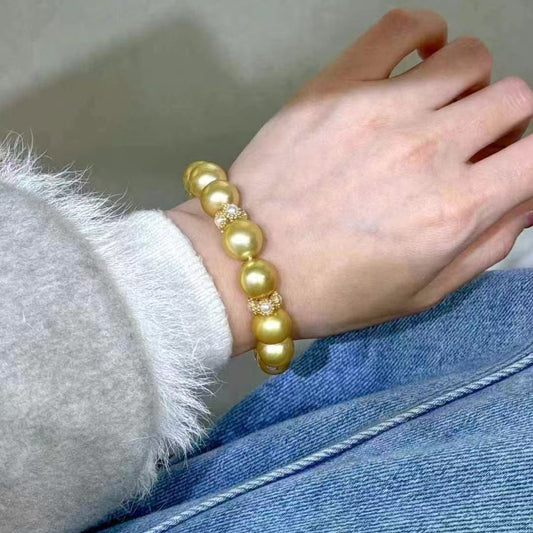 gold bead akoya diamond bracelet