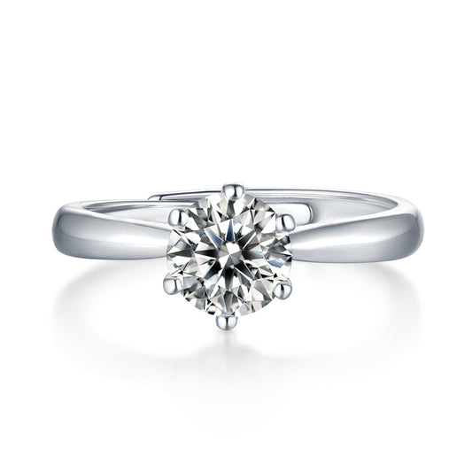 Classic Six Prong Moissanite Diamond Ring