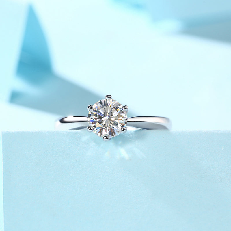 Classic Six Prong Moissanite Diamond Ring