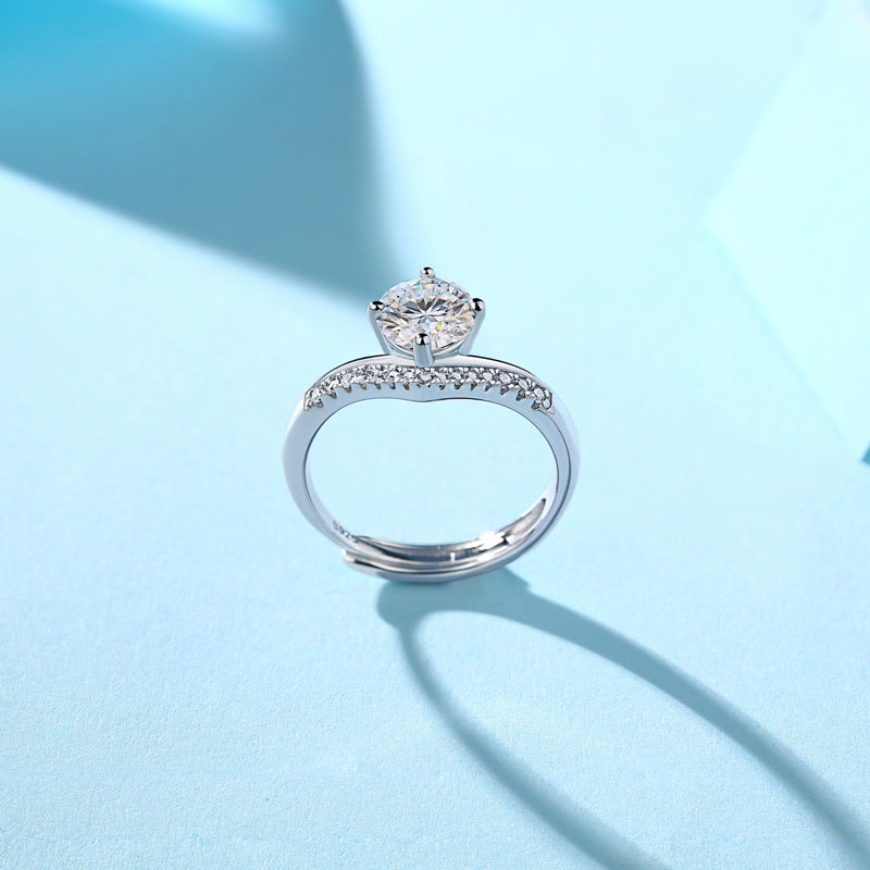 Princess Crown Shaped Moissanite Ring