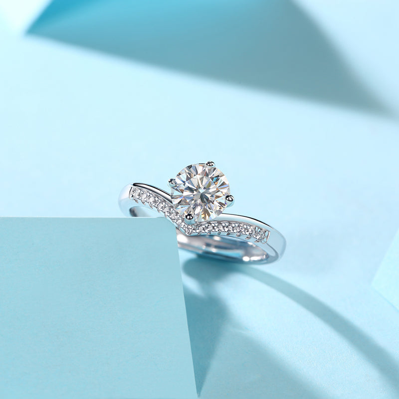 Princess Crown Shaped Moissanite Ring