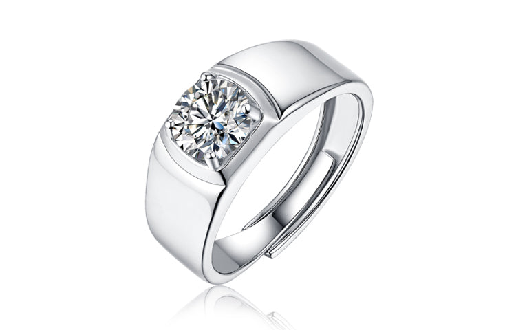Men's wide Ring Face Moissanite Ring