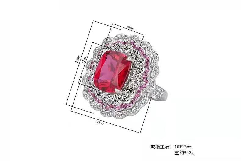 Sterling Silver Cultured Red Gemstone Ring