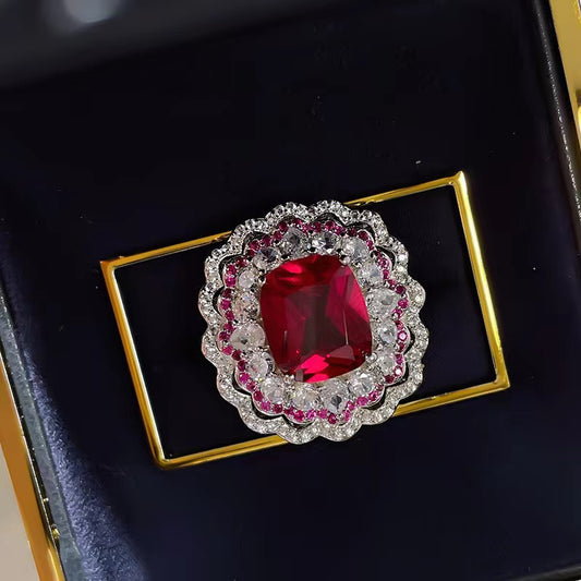 Sterling Silver Cultured Red Gemstone Ring