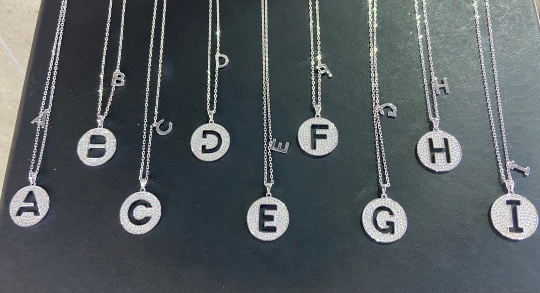 26 Alphabet Silver Inlaid Moissanite Necklace