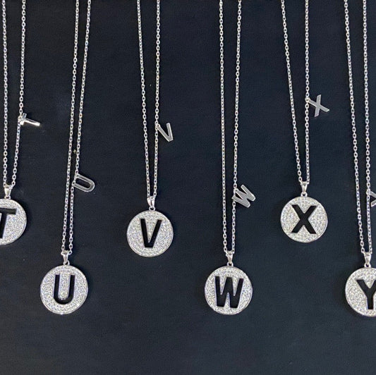 26 Alphabet Silver Inlaid Moissanite Necklace