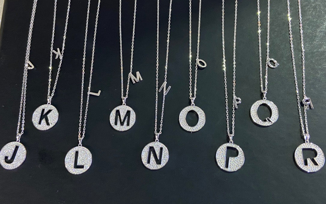 26 Alphabet Silver Inlaid Moissanite Necklace