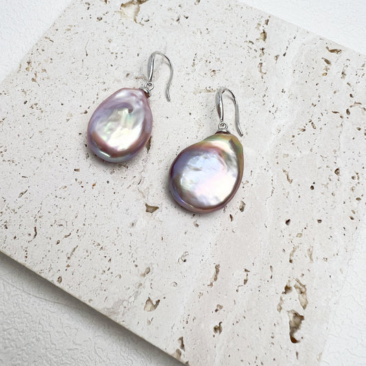 Purple Nucleated Freshwater Pearl Earrings