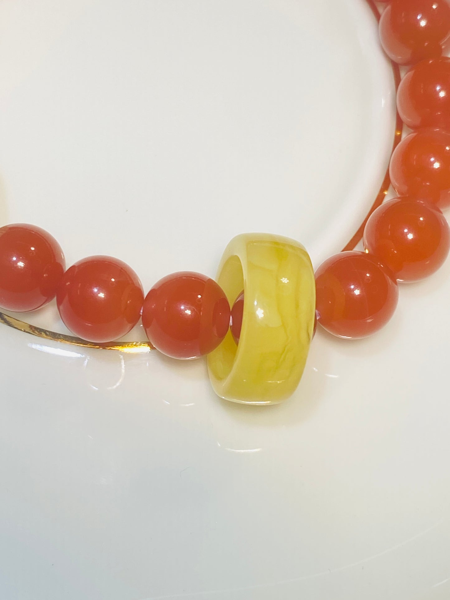 South Red Beads with Hand-carved Mermaid Accessory Bracelet