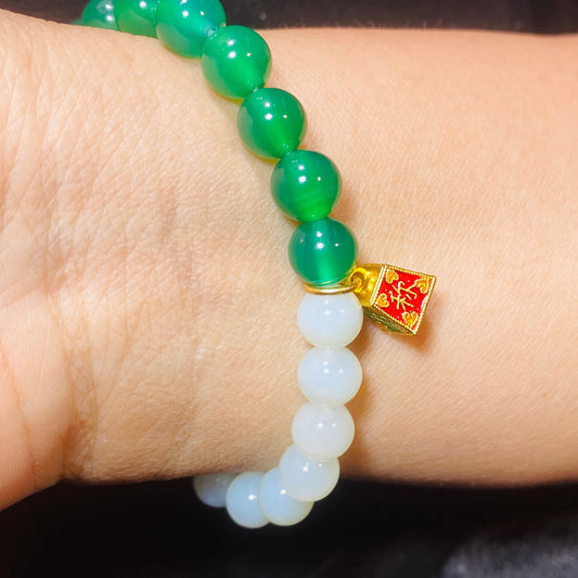 K Gold Pendant And Hetian Jade Bracelet