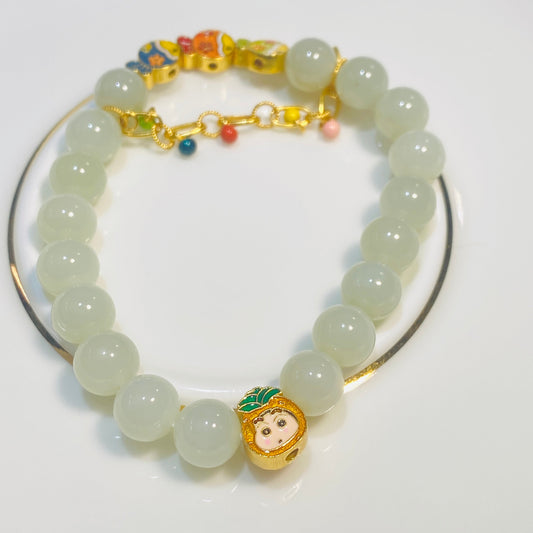 Hotan Jade Bracelet with Cartoon Crayon Shin-Chan Accessories