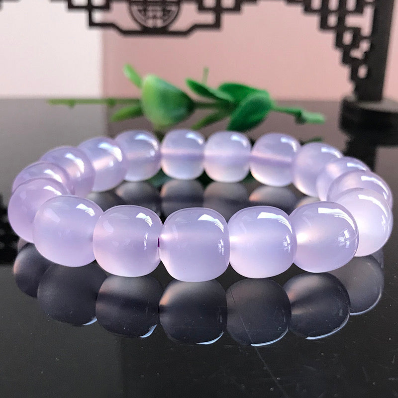 Natural Purple Agate Translucent Large Diameter Ball Bracelet