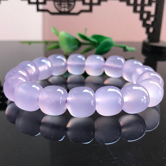 Natural Purple Agate Translucent Large Diameter Ball Bracelet