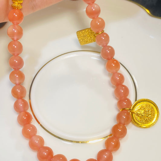 8mm Nanhong Bracelet With Gold-plated Silver Accessories Can Be Worn As A Necklace Or Bracelet