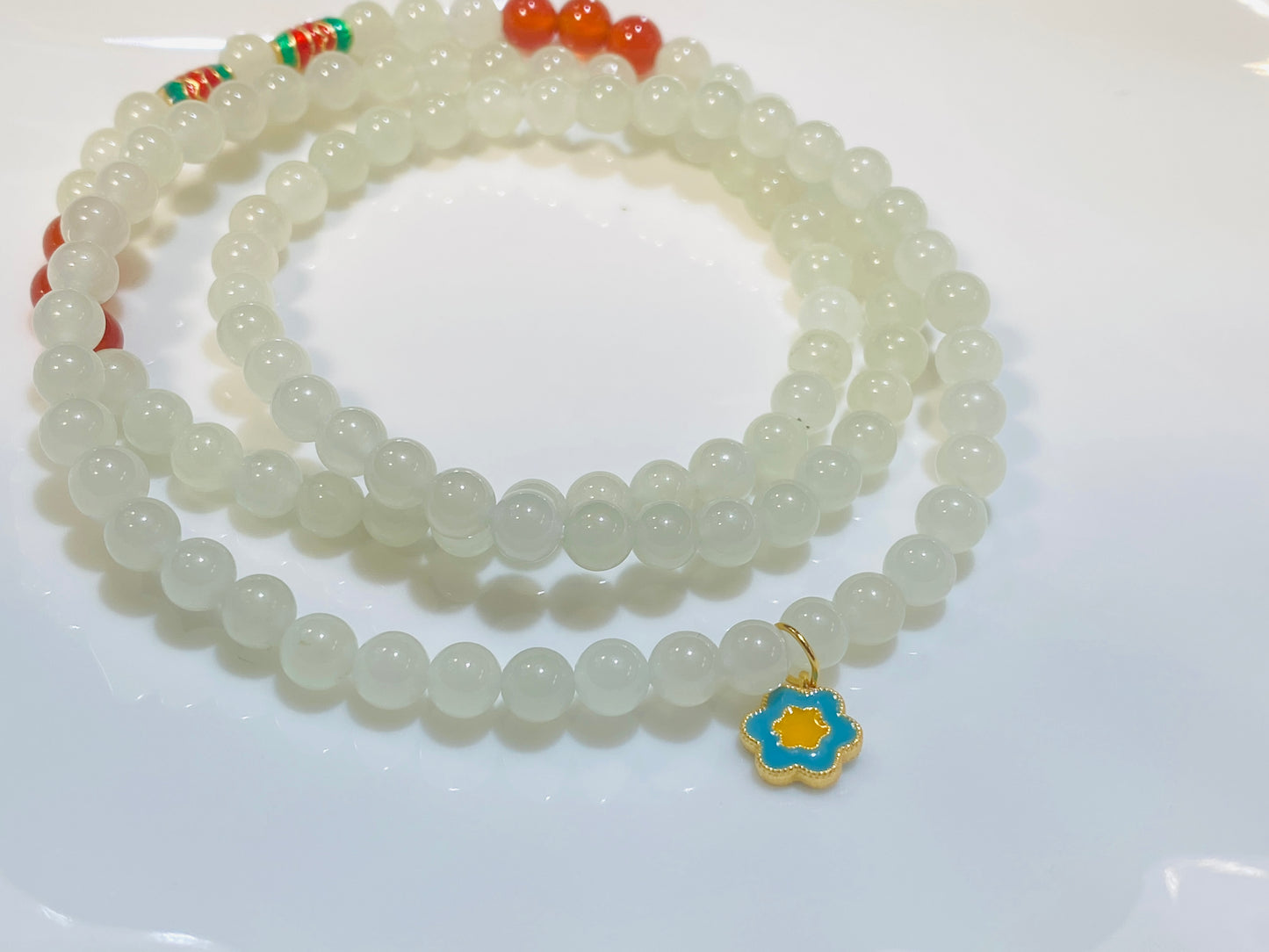 5mm Hetian Jade Beads With Small Fish Pattern Bracelet