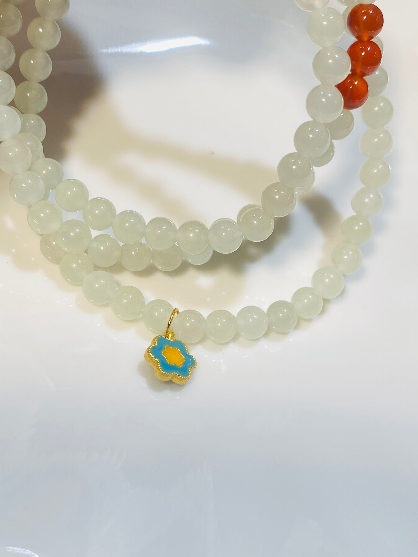 5mm Hetian Jade Beads With Small Fish Pattern Bracelet