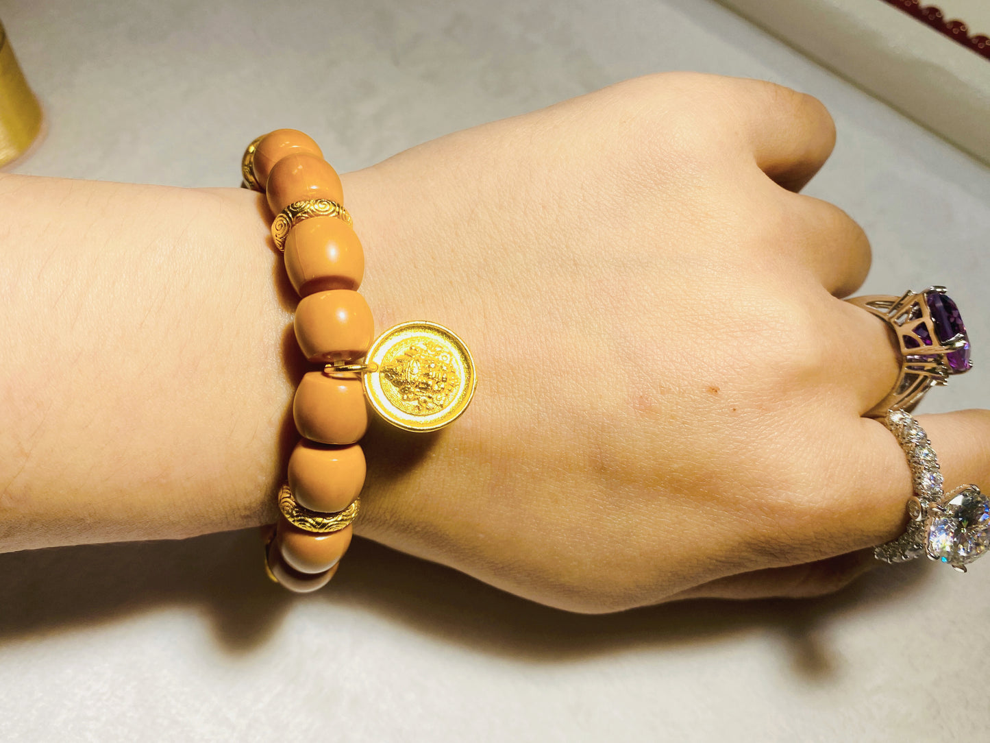 925 Sterling Silver Walnut Buddhist Beads Bracelet