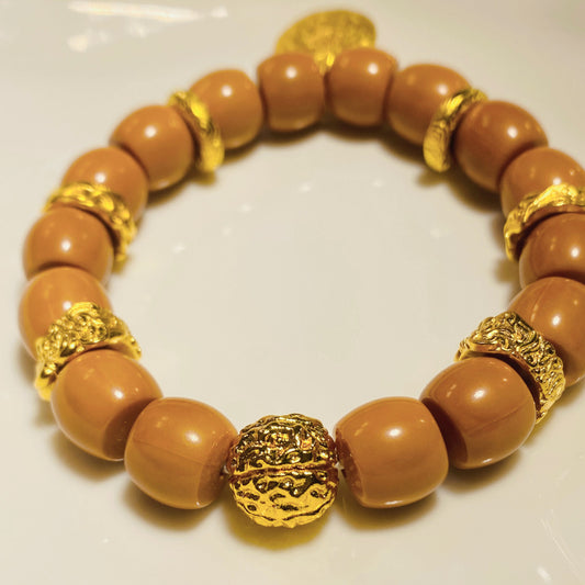 925 Sterling Silver Walnut Buddhist Beads Bracelet