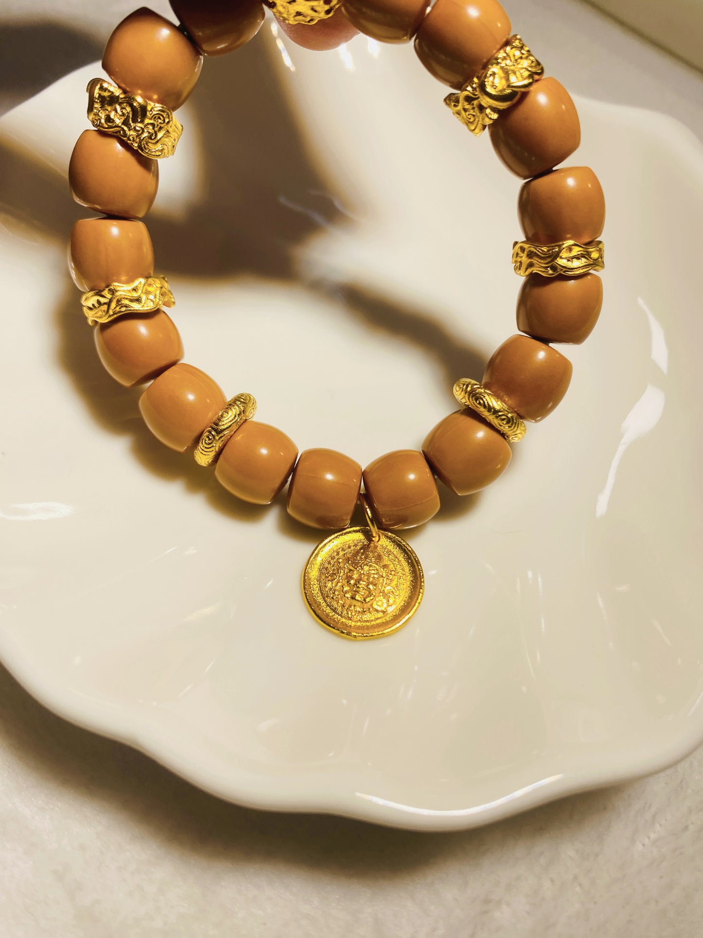 925 Sterling Silver Walnut Buddhist Beads Bracelet