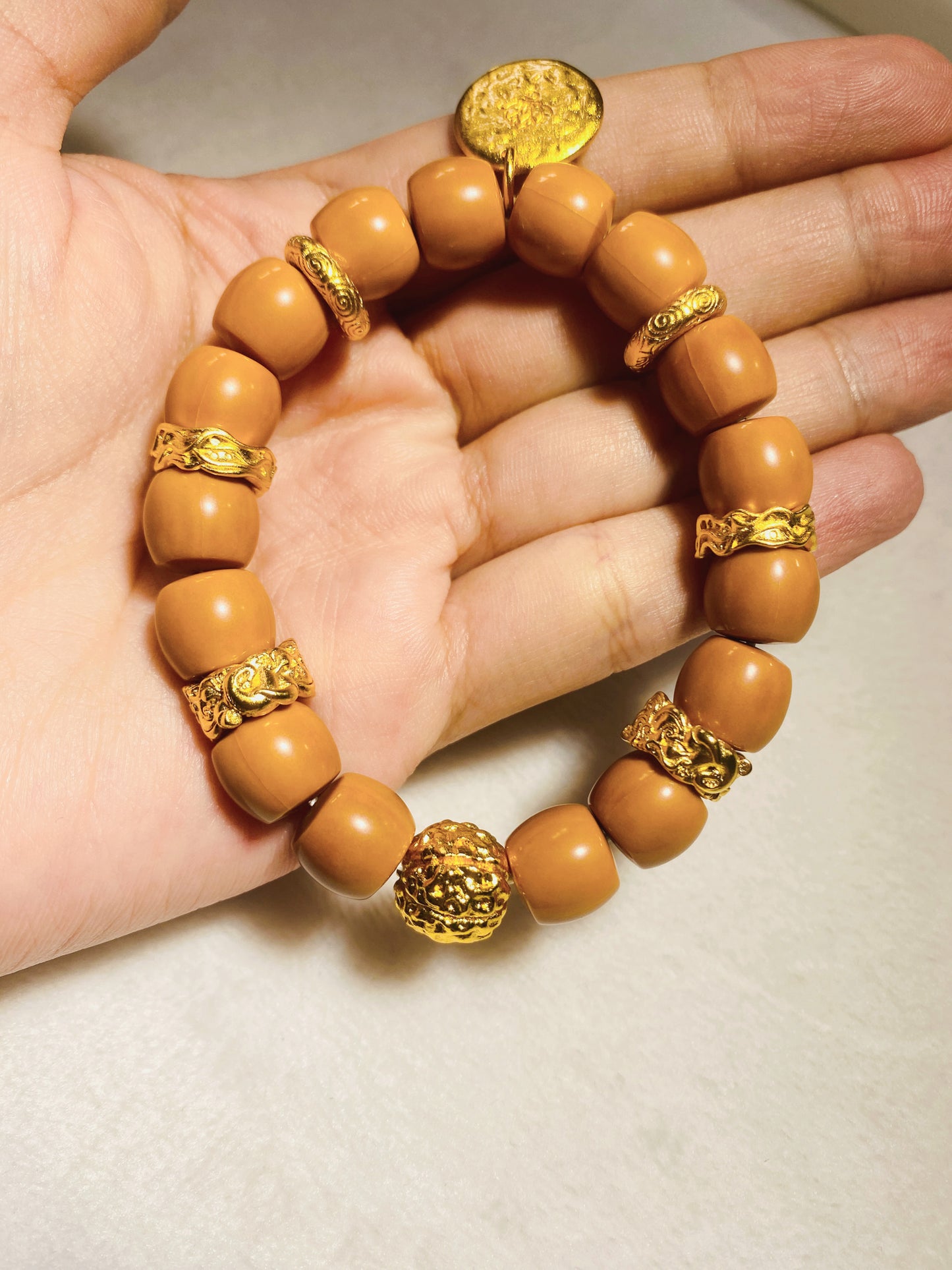 925 Sterling Silver Walnut Buddhist Beads Bracelet