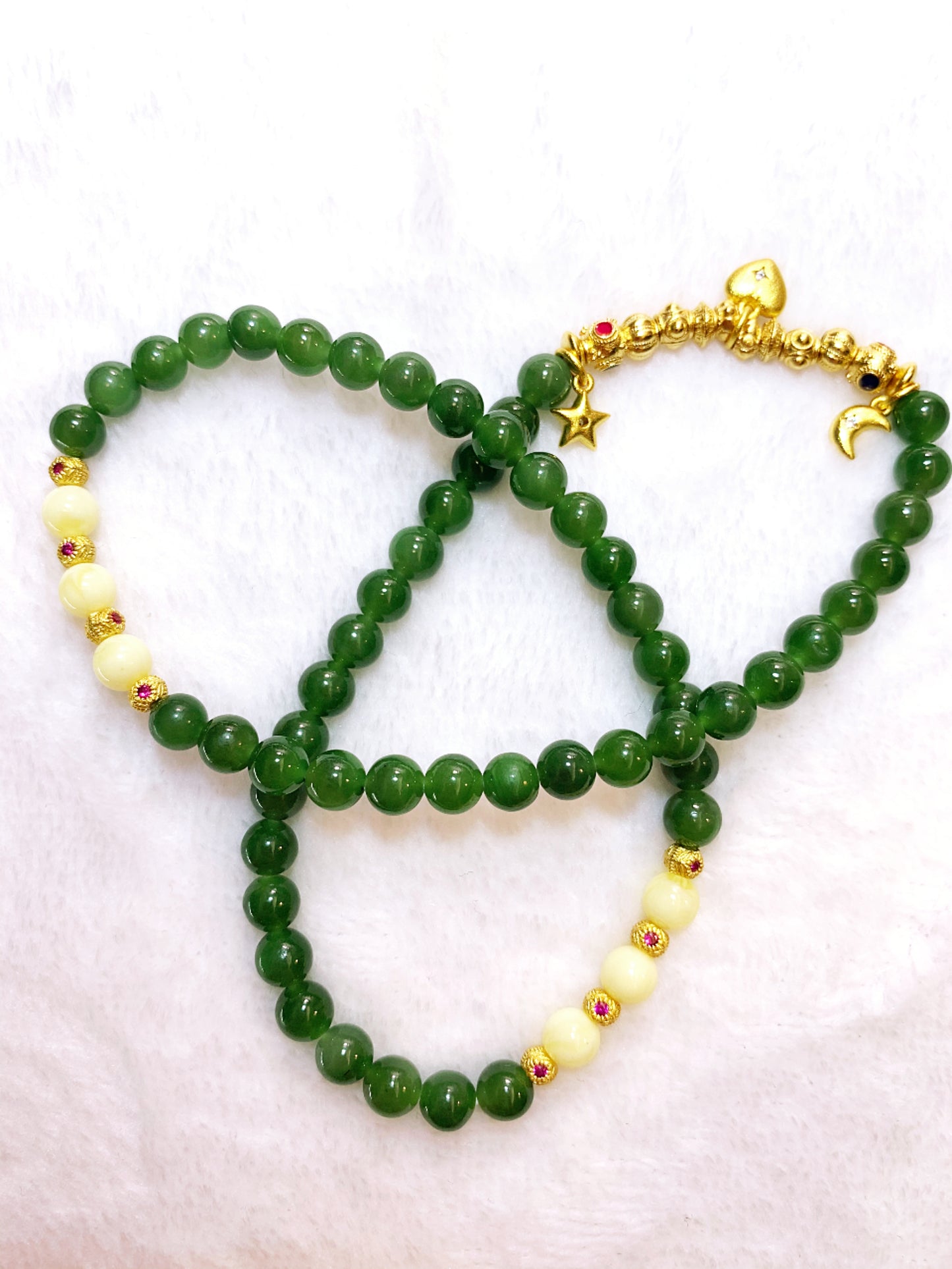 925 Sterling Silver Gold-plated Green Tourmaline With Beeswax Bead Necklace